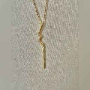 Retired Stella & Dot Pavé 18K Gold Plated Lightning Bolt Necklace
